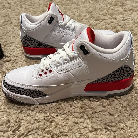NIB Nike Air Jordan 3 Retro White, Fire Red, Cement Grey 13604116 Sneakers 9.5 - Picture 9 of 13